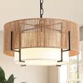 4-Light Rattan Chandelier for Dining Room